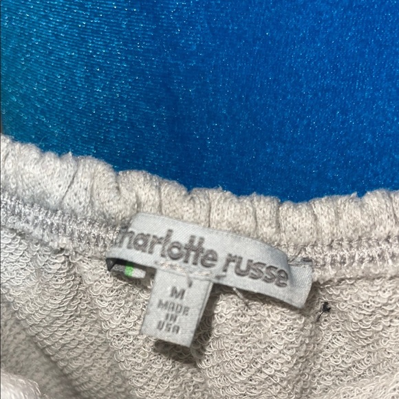 Charlotte Russe Light Gray Off-Shoulder Sweater/sweatshirt with Floral Detail - Picture 3 of 5